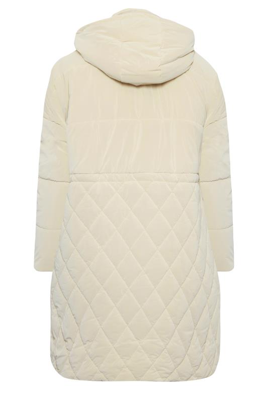 YOURS Plus Size Cream Shirred Waist Padded Coat | Yours Clothing 7