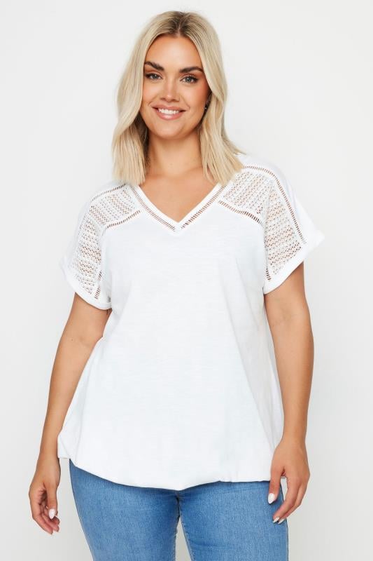 Plus Size  YOURS Curve White Bubble Hem Top