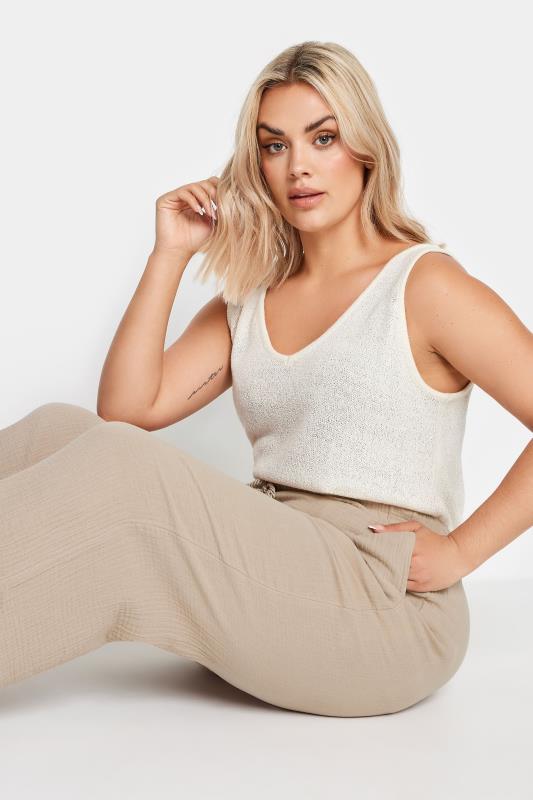 YOURS Plus Size Stone Brown Cheesecloth Culottes | Yours Clothing 4