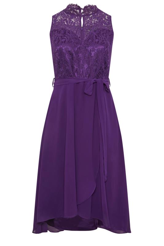 Evans Purple Dipped Hem Lace Dress 5