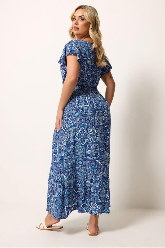 chinese dress ladies Women's Elysia White Multi Tropical Tile Print Maxi Dress | Size: L main image 0
