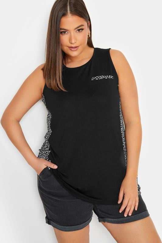 YOURS Plus Size Black Animal Print Pocket Vest Top | Yours Clothing 4