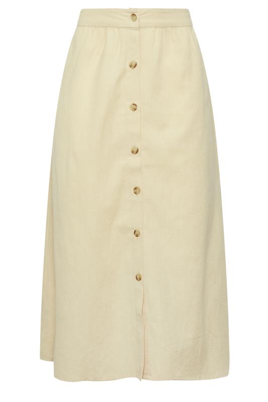 LTS Tall Women's Beige Brown Linen Button Front Skirt | Long Tall Sally 4