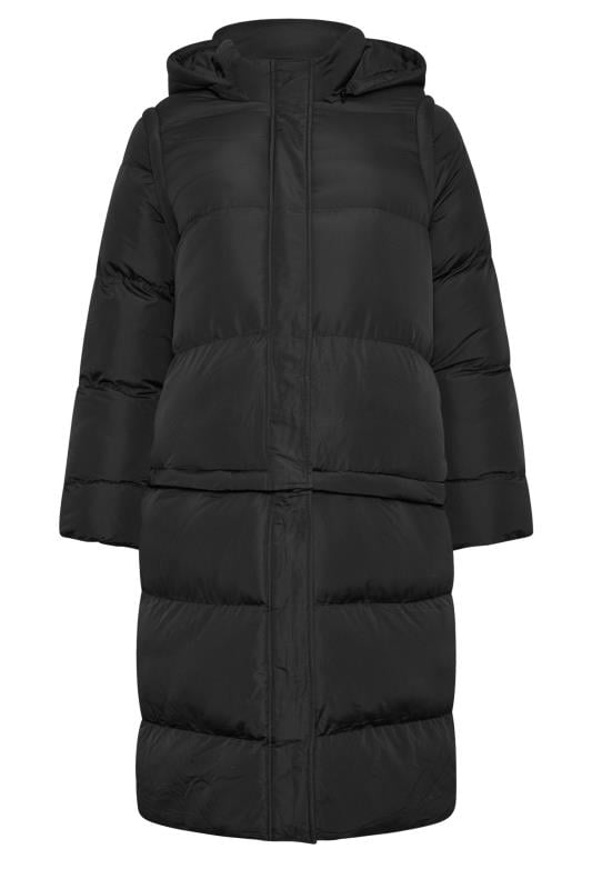 YOURS Curve Black 5-In-1 Padded Longline Puffer Coat | Yours Clothing 11