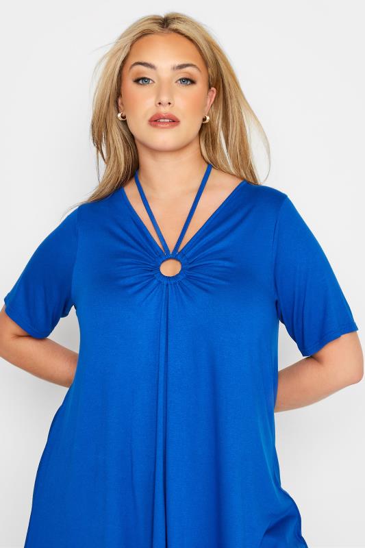 Plus Size Cobalt Blue Ring Detail Swing Top | Yours Clothing 4