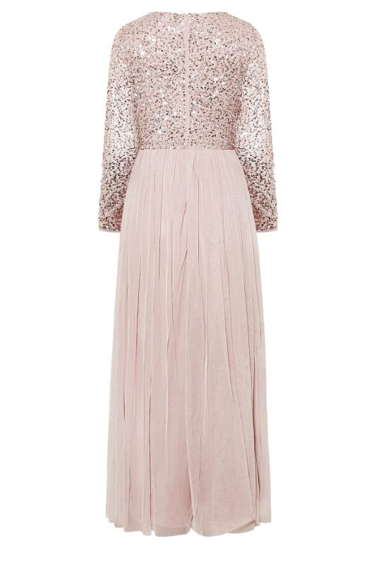 LTS Tall Blush Pink Long Sleeve Sequin Embellished Maxi Dress | Long Tall Sally 7