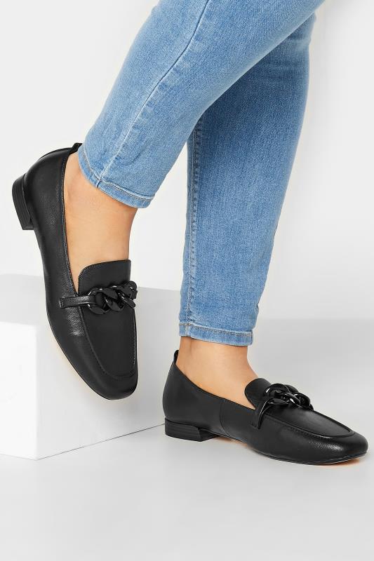 Plus Size  LIMITED COLLECTION Black Chain Loafers In Wide E Fit