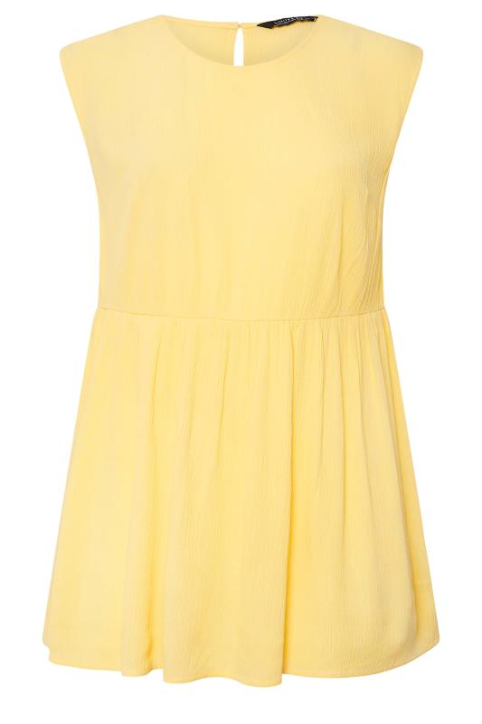 LIMITED COLLECTION Plus Size Yellow Crinkle Boxy Peplum Vest Top | Yours Clothing 7