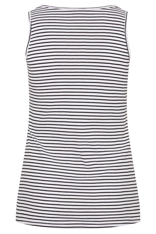 Plus Size White & Black Stripe Notch Neck Vest Top | Yours Clothing  7