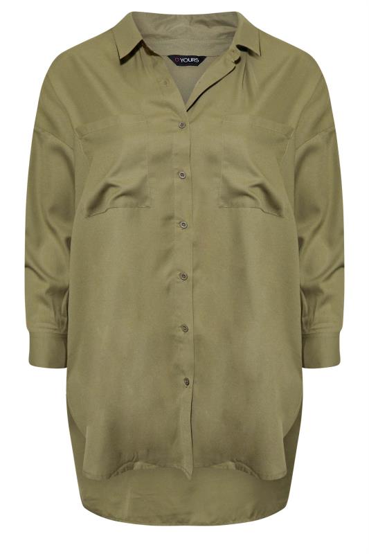 Plus Size Khaki Green Oversized Boyfriend Shirt | Yours Clothing 6