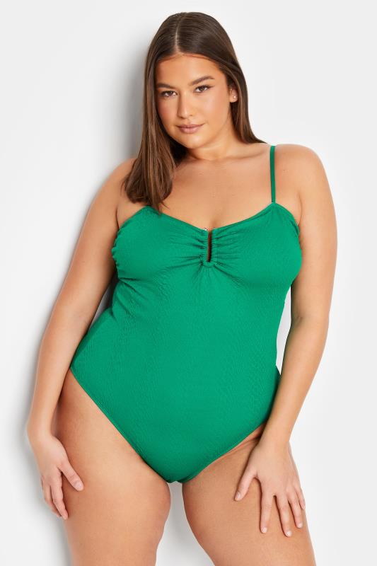  LTS Tall Dark Green Textured Swimsuit