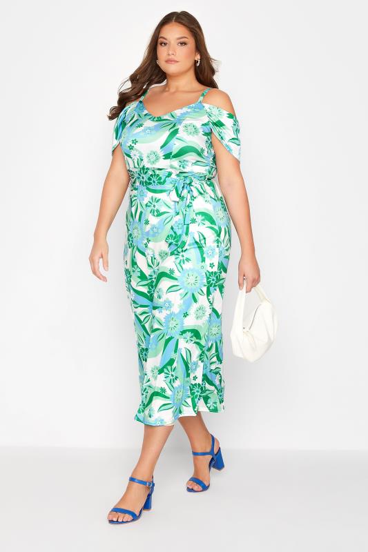 YOURS LONDON Plus Size Blue Retro Floral Maxi Dress | Yours Clothing 2