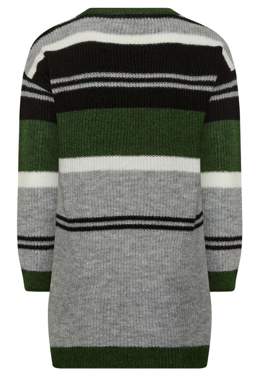 Plus Size Green & Grey Stripe Jumper | Yours Clothing 8