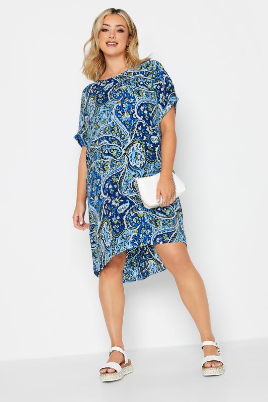 YOURS Plus Size Blue Paisley Print Tunic Dress | Yours Clothing 2