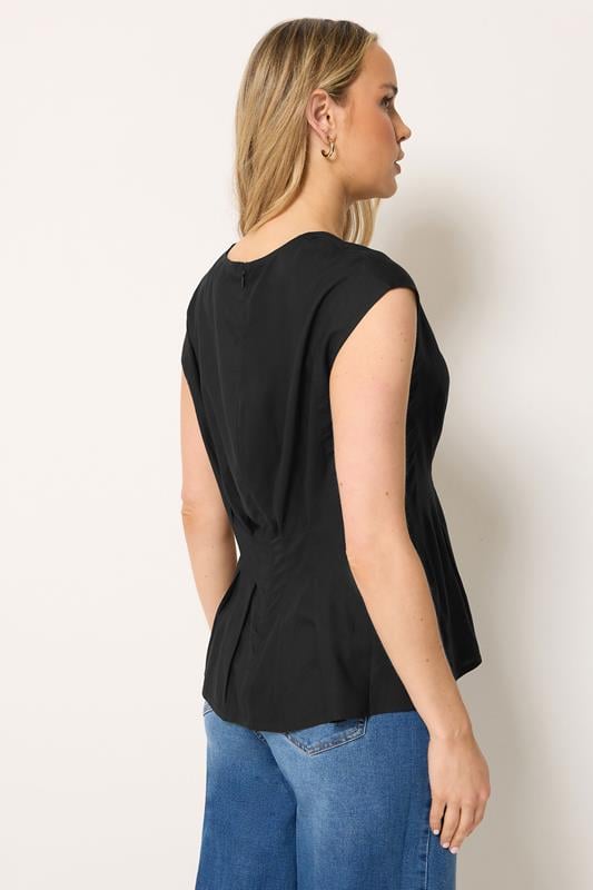 LTS Tall Black Pleated Peplum Top | Long Tall Sally 4