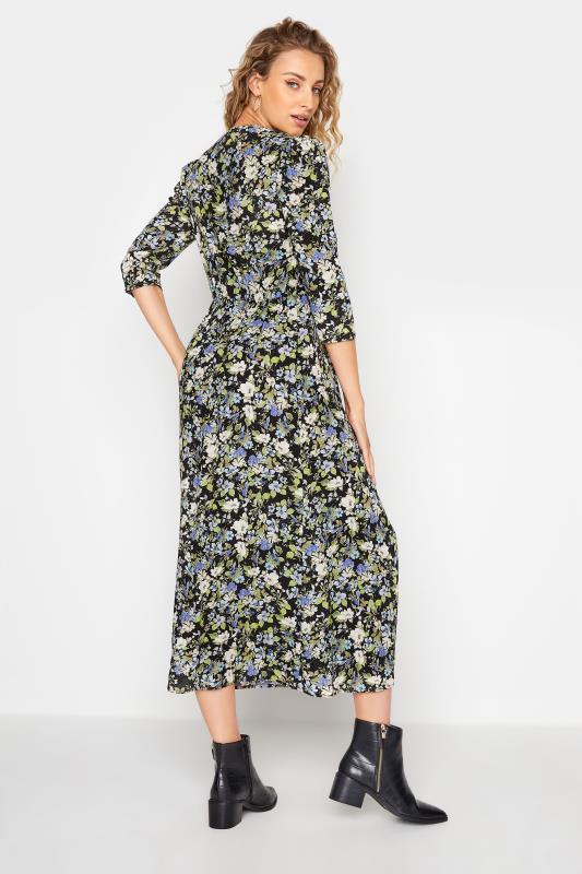 LTS Tall Black Floral Print Midaxi Tea Dress 3