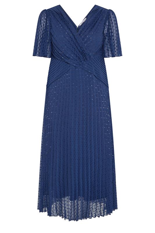  YOURS vestido largo azul plisado cruzado