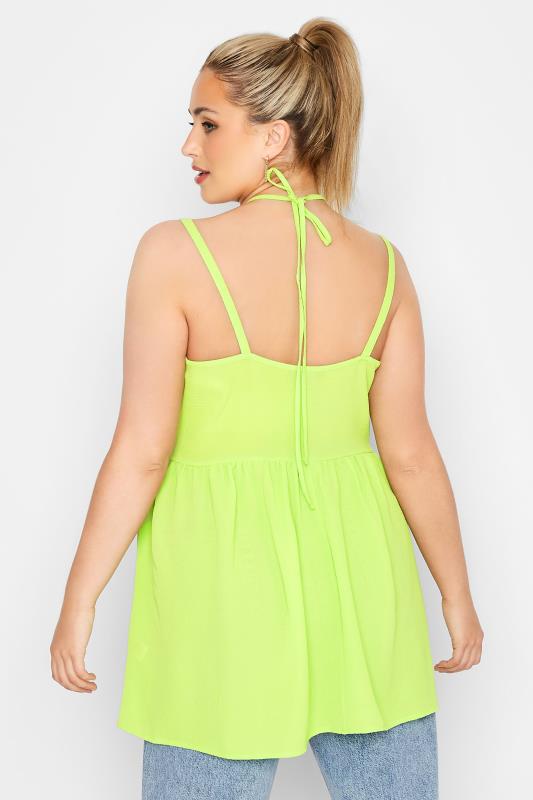 LIMITED COLLECTION Plus Size Lime Green Strappy Halter Cami Top | Yours Clothing 3