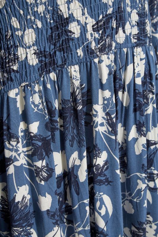 LTS Blue Floral Print Tie Neck Midi Dress_S.jpg