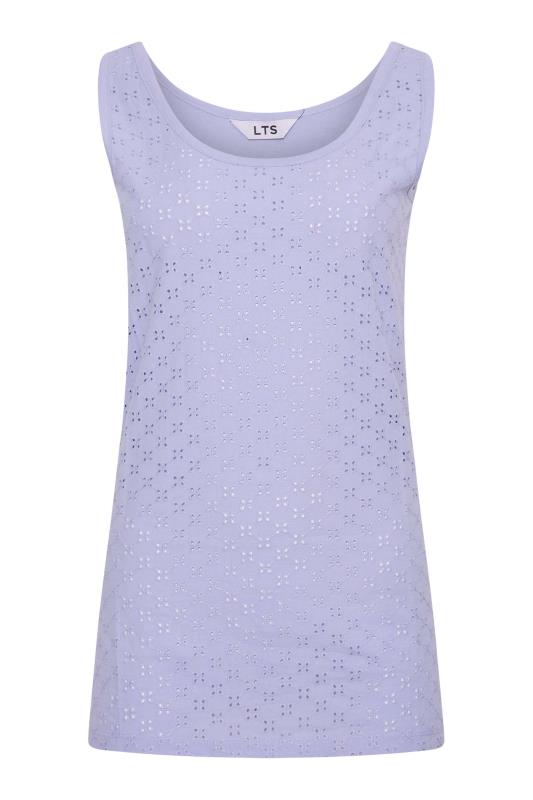 LTS Tall Women's Purple Broderie Anglaise Vest Top | Long Tall Sally 6