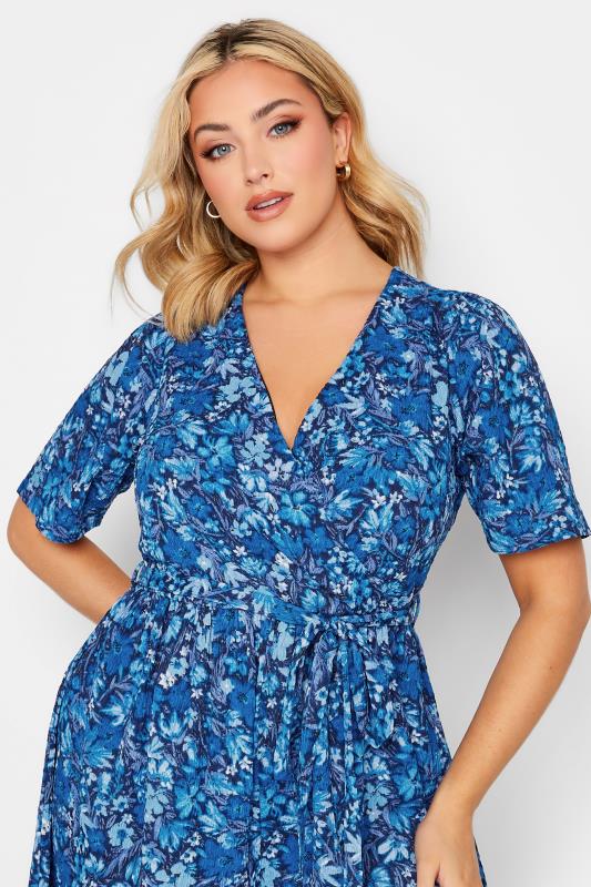YOURS Curve Plus Size Blue Floral Playsuit | Yours Clothing  4