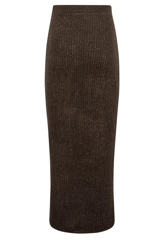 LTS Tall Women's Chocolate Brown Midi Knitted Skirt | Long Tall Sally 5