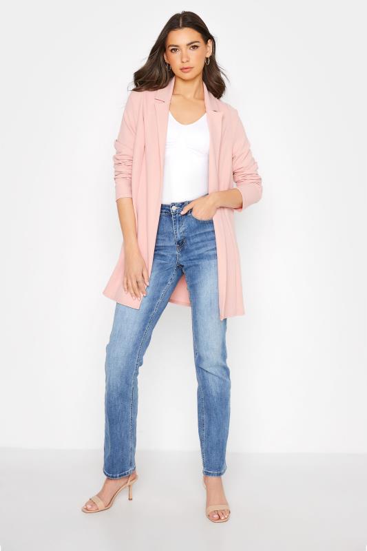 LTS Tall Blush Pink Scuba Longline Blazer 2