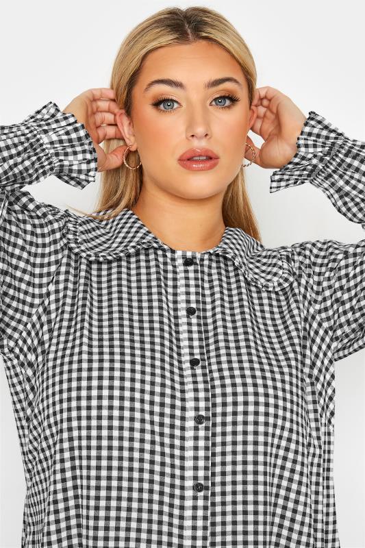 LIMITED COLLECTION Curve Black Gingham Collar Shirt 4