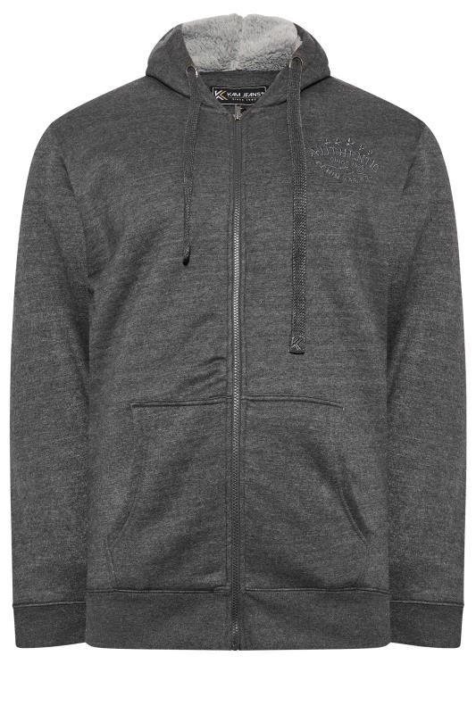 KAM Big & Tall Grey Embroidered Logo Fleece Lined Hoodie | BadRhino 3