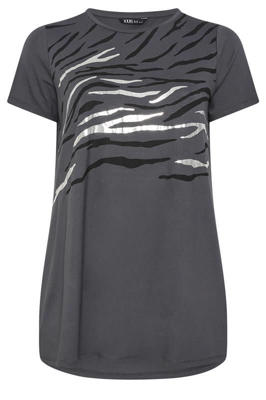 YOURS Plus Size Grey Tiger Print T-shirt | Yours Clothing 5