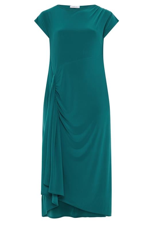 YOURS LONDON Plus Size Blue Gather Detail Dress | Yours Clothing 5