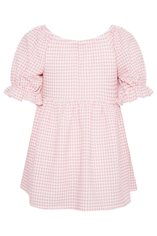 LIMITED COLLECTION Curve Pink & White Gingham Milkmaid Top 7