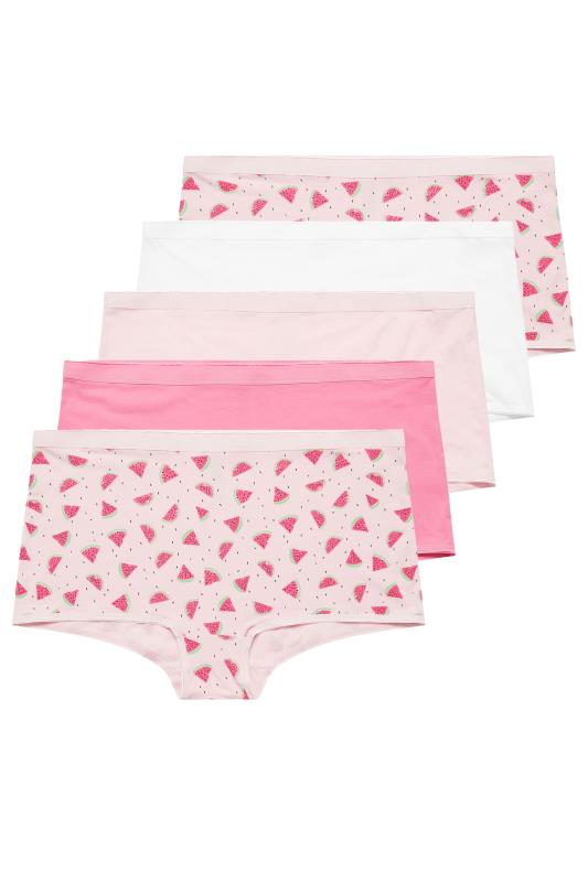 YOURS 5 PACK Curve Pink Watermelon Print High Waisted Shorts | Yours Clothing 5