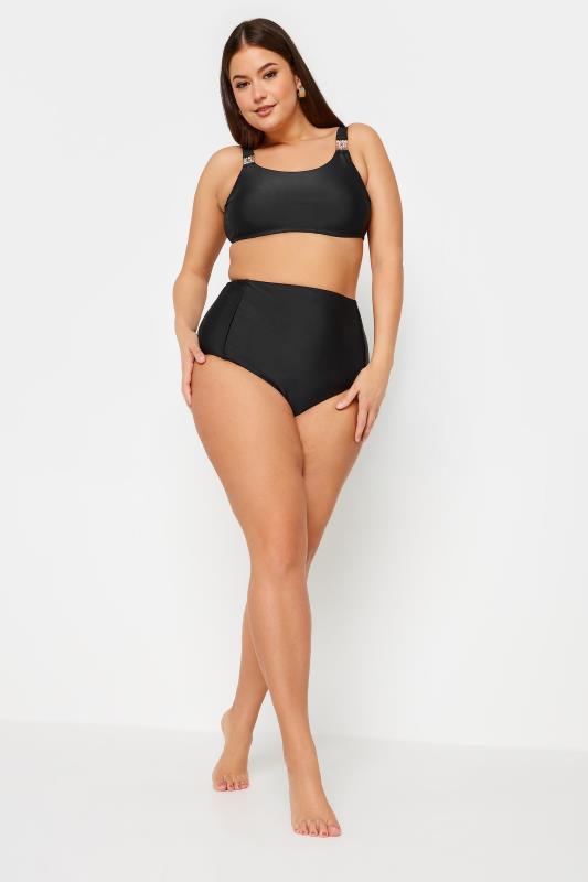 YOURS Plus Size Black Chain Detail Bikini Top | Yours Clothing 2