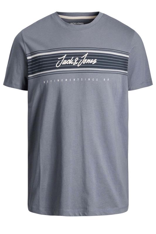 JACK & JONES Big & Tall Blue Stripe Logo T-Shirt 2