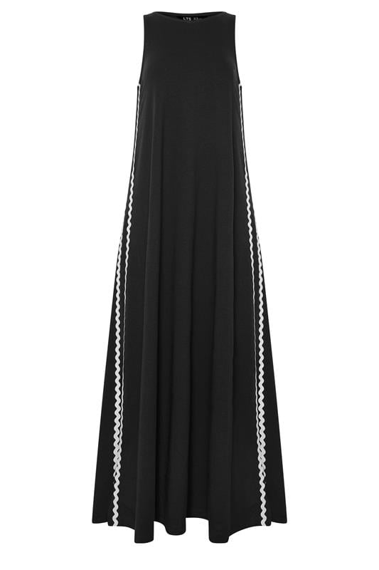 LTS Tall Black Swirl Trim Cotton Sleeveless Midi Dress | Long Tall Sally 5