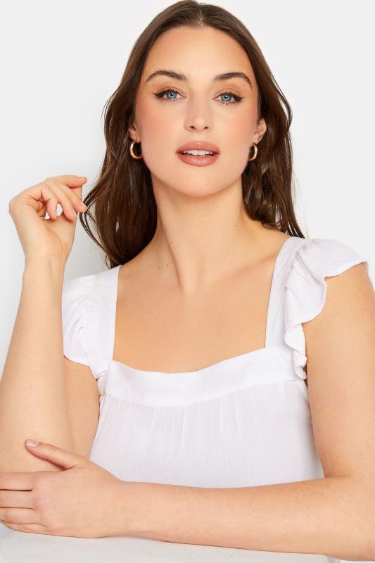 LTS Tall Women's White Crinkle Frill Top | Long Tall Sally 4
