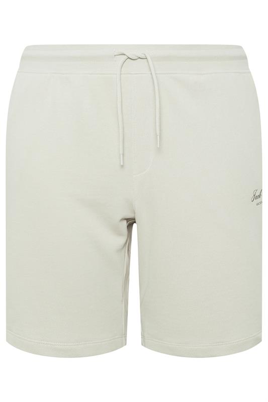 JACK & JONES Big & Tall Moonbeam White Logo Jogger Sweat Shorts | BadRhino 2