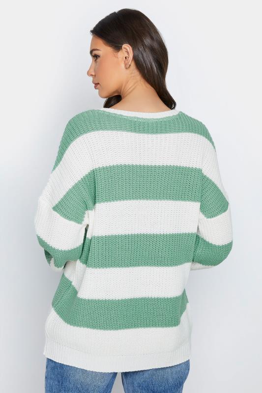 LTS Tall White & Sage Green Stripe Knitted Jumper_.jpg