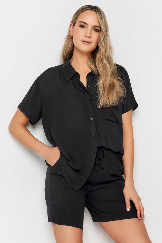 LTS Tall Womens Black Textured Shirt | Long Tall Sallly 1