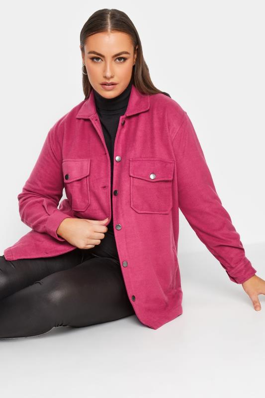 Curve Plus Size Hot Pink Midi Shacket | Yours Clothing  5