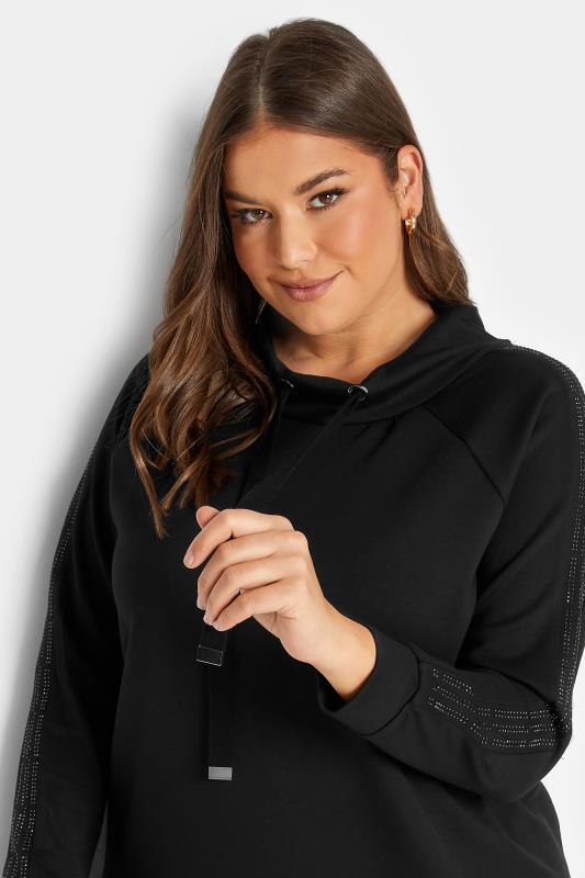 Curve Black Raglan Sequin Sleeve Sweatshirt | Yours Clothing  4