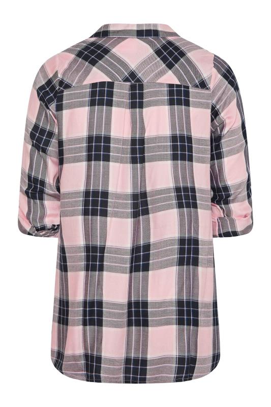 Plus Size Pink Overhead Check Shirt | Yours Clothing 7