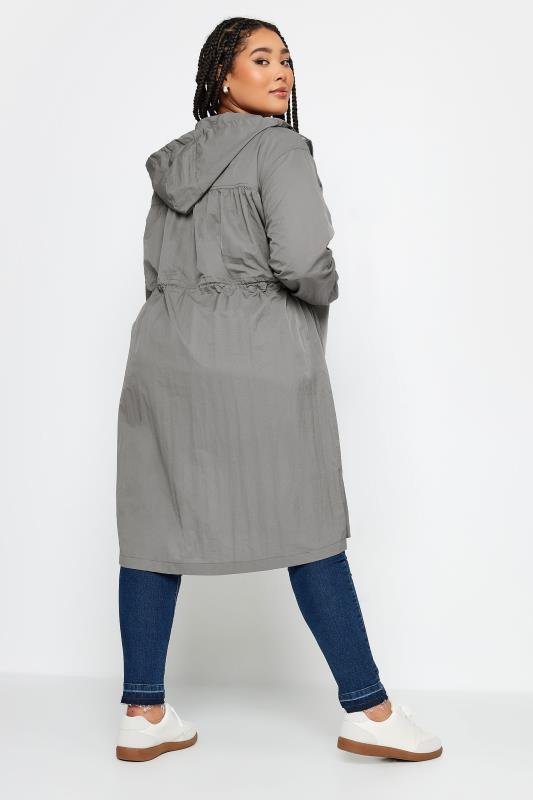 YOURS Plus Size Grey Lightweight Longline Parka Jacket | Yours Clothing 3