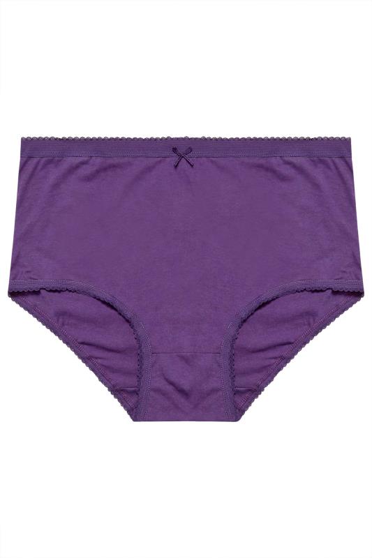 YOURS 5 PACK Plus Size Black & Purple High Waisted Full Briefs | Yours Clothing 6