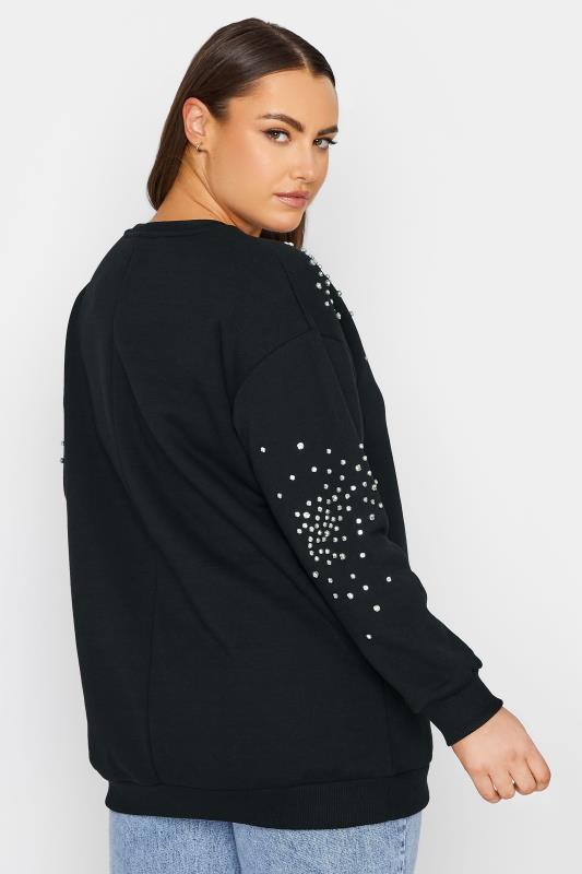 YOURS LUXURY Plus Size Curve Black Sequin Embellished Long Sleeve Sweatshirt | Yours Clothing  4