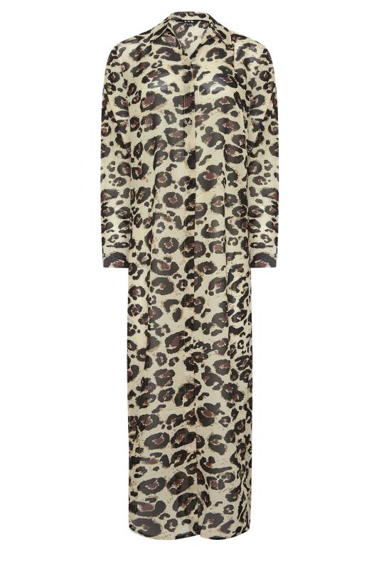 LTS Tall Brown Leopard Print Longline Beach Shirt | Long Tall Sally 6
