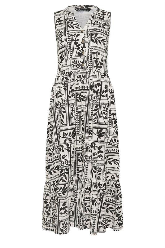 M&Co Black Leaf Print Cotton Sleeveless Midi Dress | M&Co 5