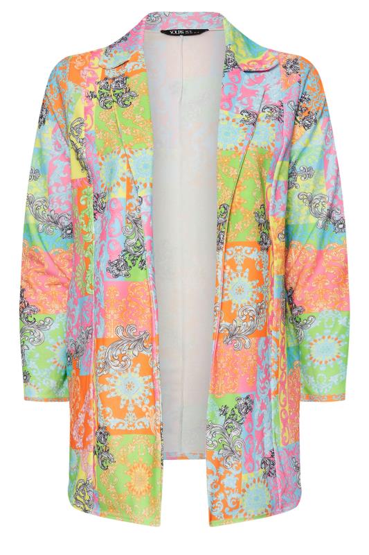 LIMITED COLLECTION Plus Size Green & Orange Scarf Print Blazer | Yours Clothing 5