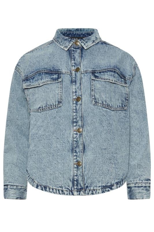 YOURS Plus Size Blue Quilted Denim Shacket | Yours Clothing 7